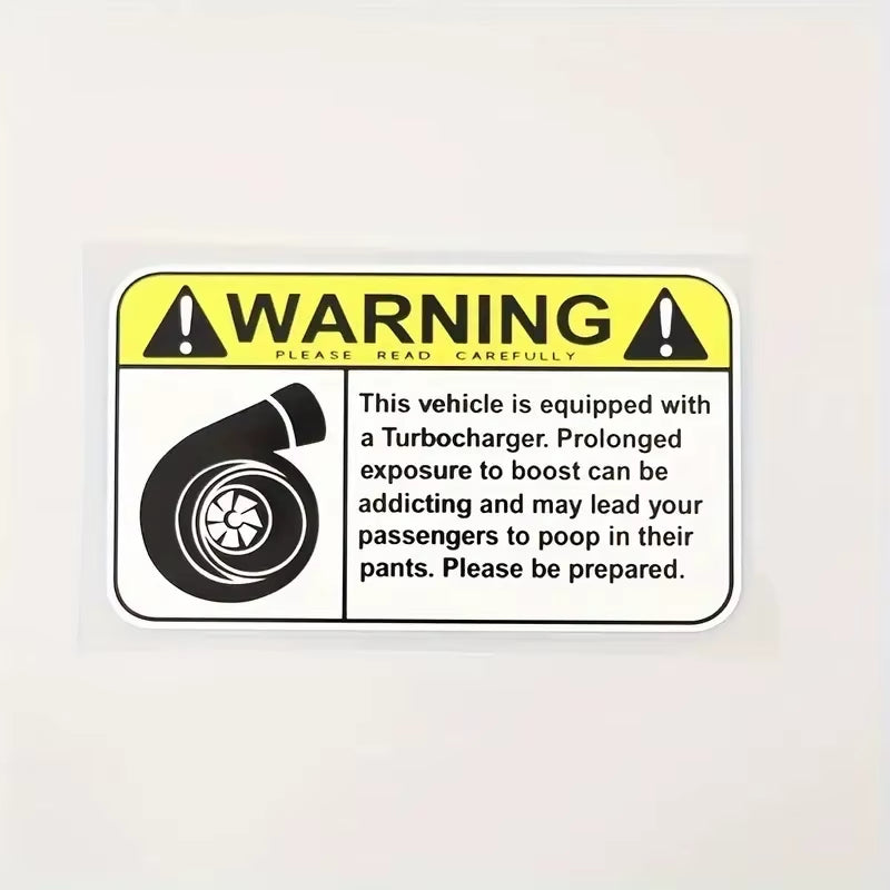 Car Sticker Funny Warning Sign Turbo Decal