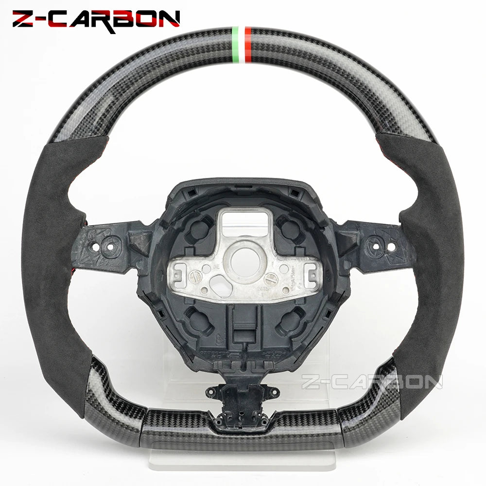 Forged Carbon Steering Wheel for Lamborghini Huracan 2018-2024 Italian Tri-Color Stitching Racing Steering Wheel