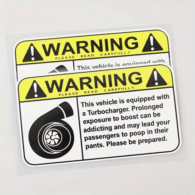 Car Sticker Funny Warning Sign Turbo Decal
