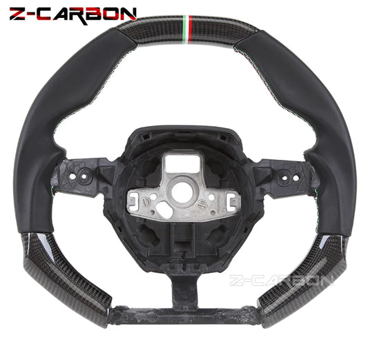 Forged Carbon Steering Wheel for Lamborghini Huracan 2018-2024 Italian Tri-Color Stitching Racing Steering Wheel