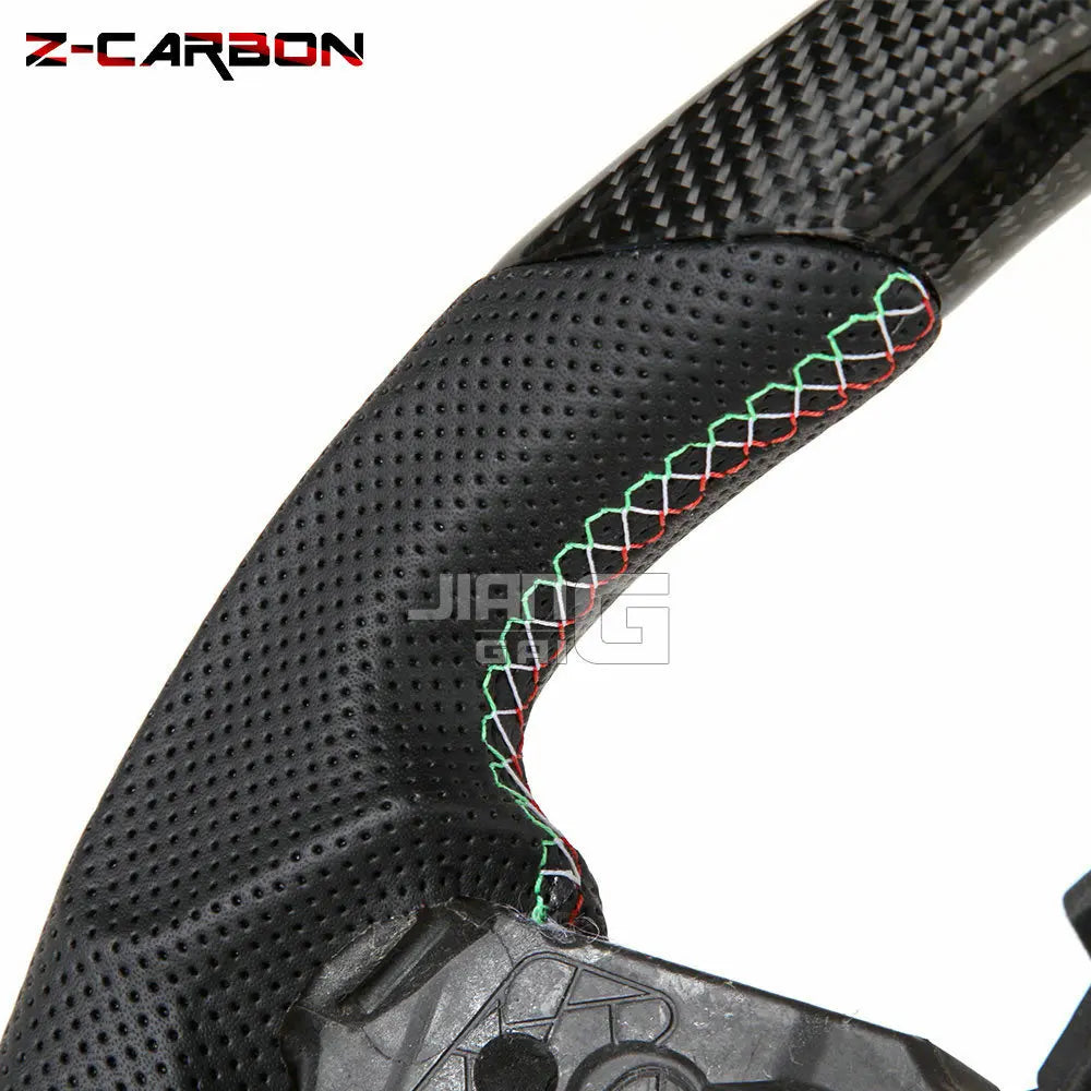 Forged Carbon Steering Wheel for Lamborghini Huracan 2018-2024 Italian Tri-Color Stitching Racing Steering Wheel