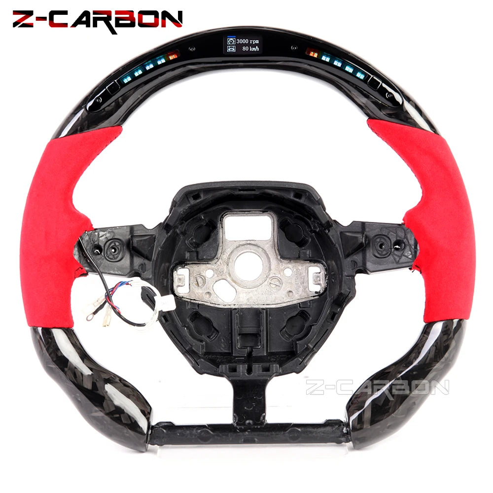 Forged Carbon Steering Wheel for Lamborghini Huracan 2018-2024 Italian Tri-Color Stitching Racing Steering Wheel