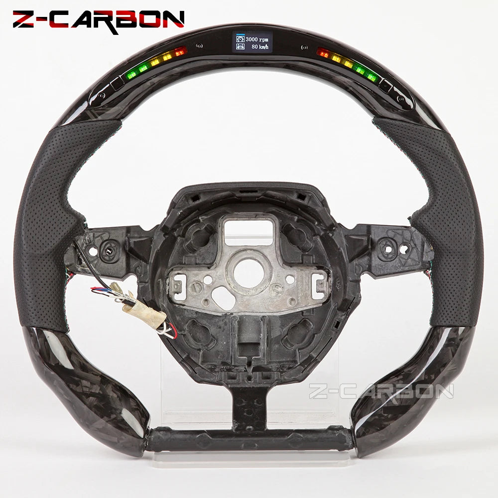 Forged Carbon Steering Wheel for Lamborghini Huracan 2018-2024 Italian Tri-Color Stitching Racing Steering Wheel